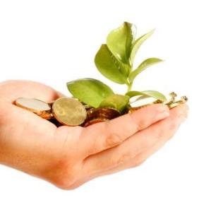 Hand coins leaf